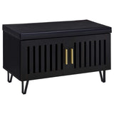 Banco zapatero acolchado de dos puertas para entrada Brixton, color negro