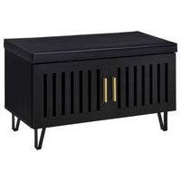 Banco zapatero acolchado de dos puertas para entrada Brixton, color negro