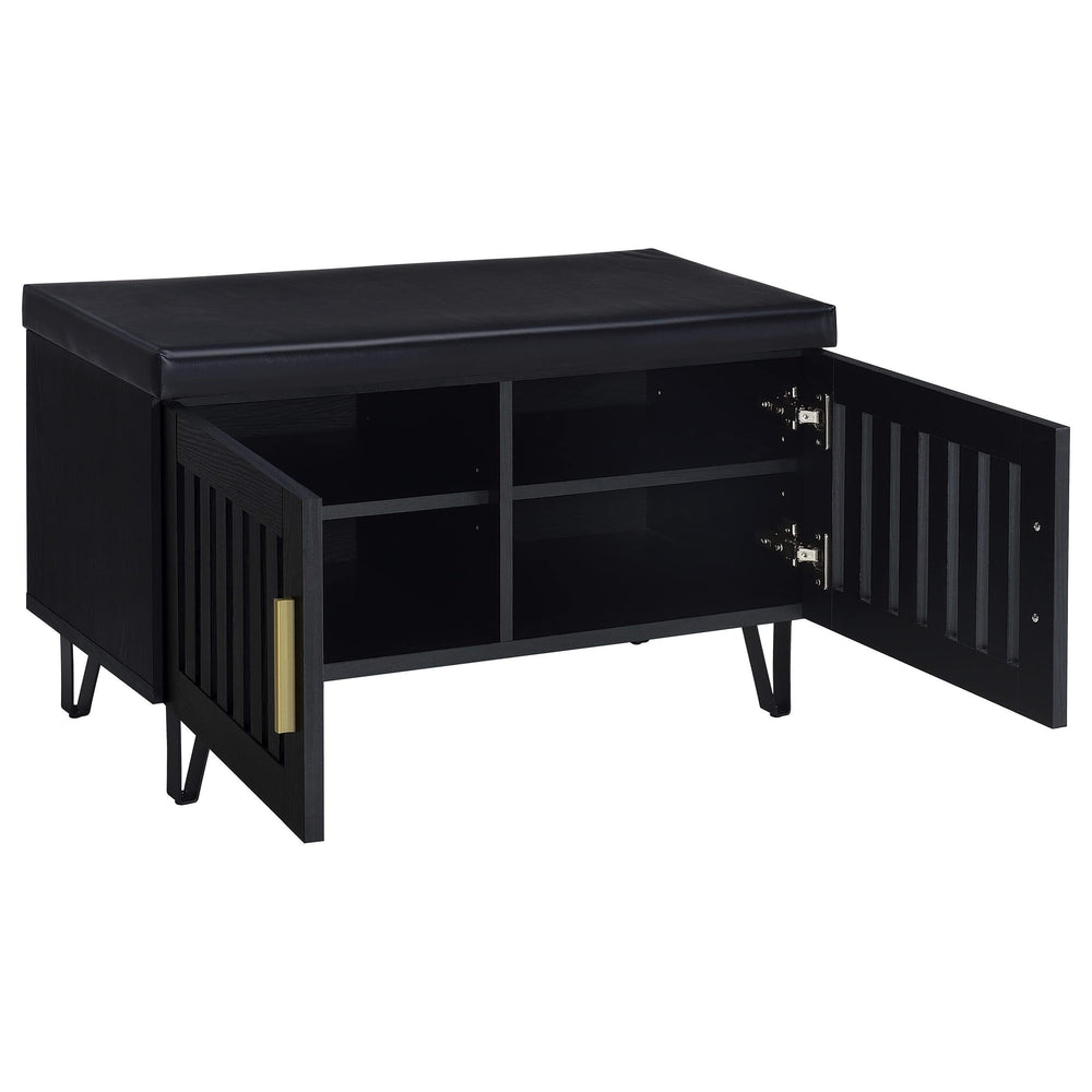 Banco zapatero acolchado de dos puertas para entrada Brixton, color negro