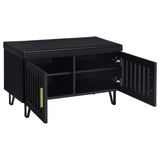 Banco zapatero acolchado de dos puertas para entrada Brixton, color negro
