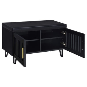 Banco zapatero acolchado de dos puertas para entrada Brixton, color negro