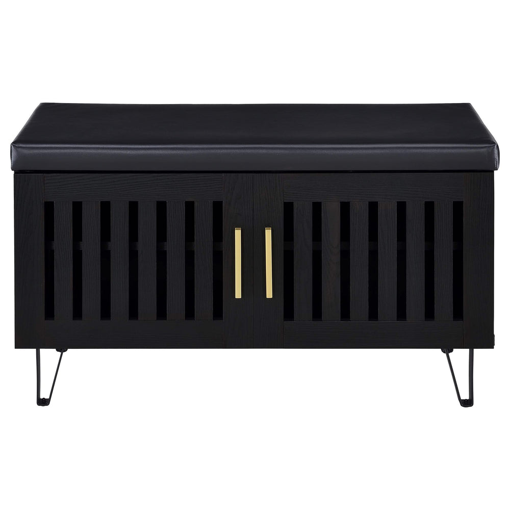 Banco zapatero acolchado de dos puertas para entrada Brixton, color negro