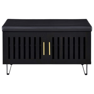 Banco zapatero acolchado de dos puertas para entrada Brixton, color negro