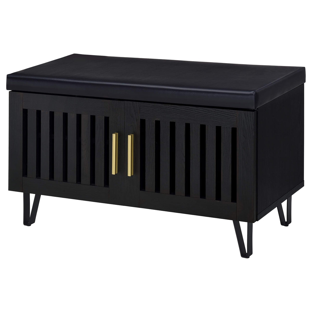 Banco zapatero acolchado de dos puertas para entrada Brixton, color negro