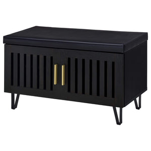 Banco zapatero acolchado de dos puertas para entrada Brixton, color negro