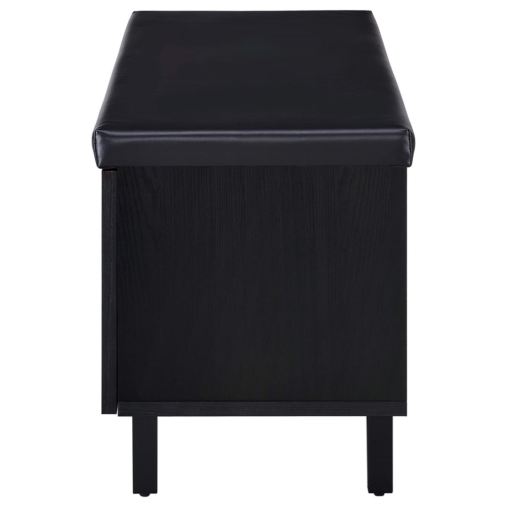 Banco zapatero acolchado de dos puertas para entrada Brixton, color negro