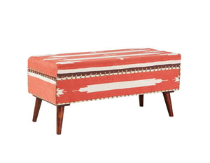 Noah Upholstered Storage Bench Orange and Beige