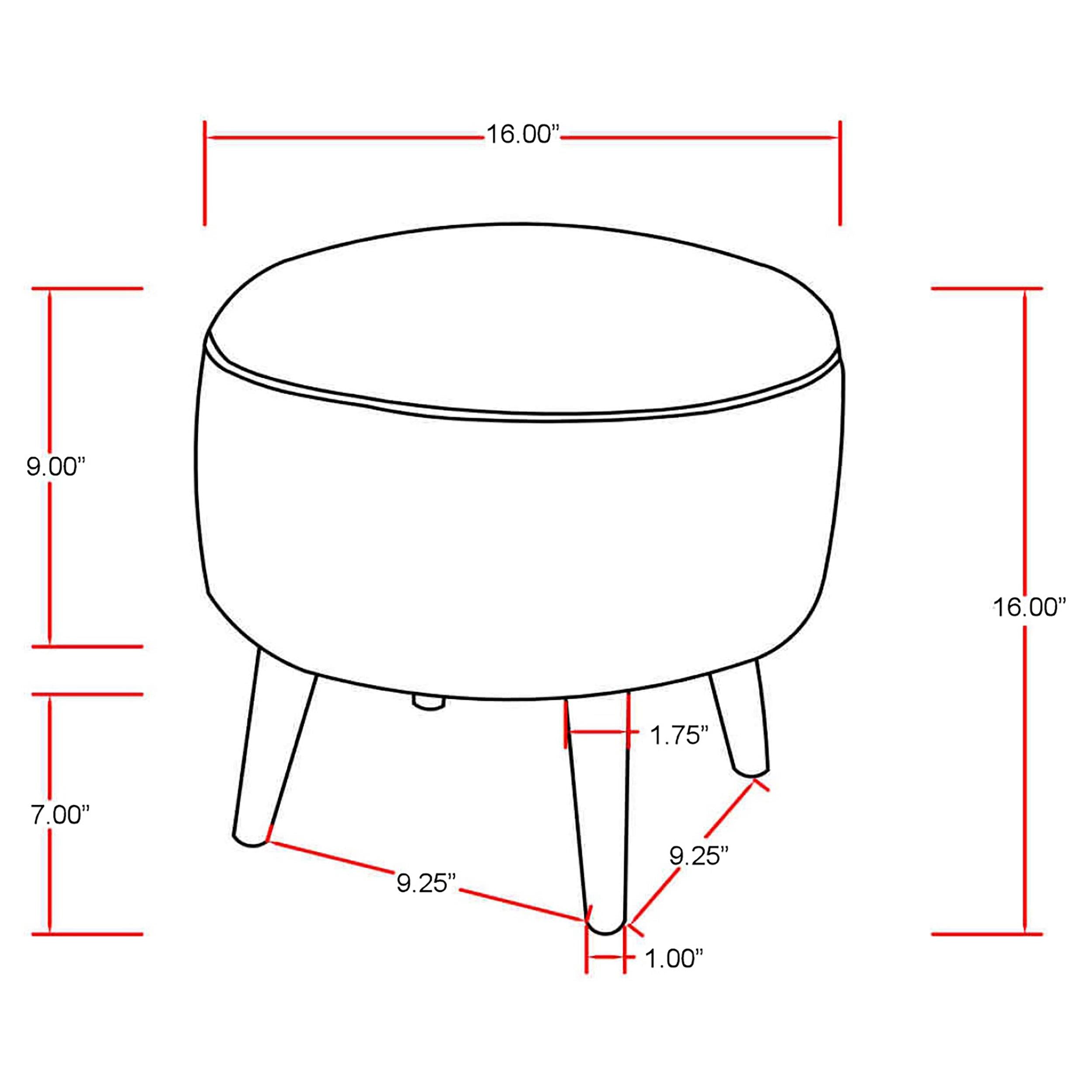 Camila Round Upholstered Ottoman Black and White