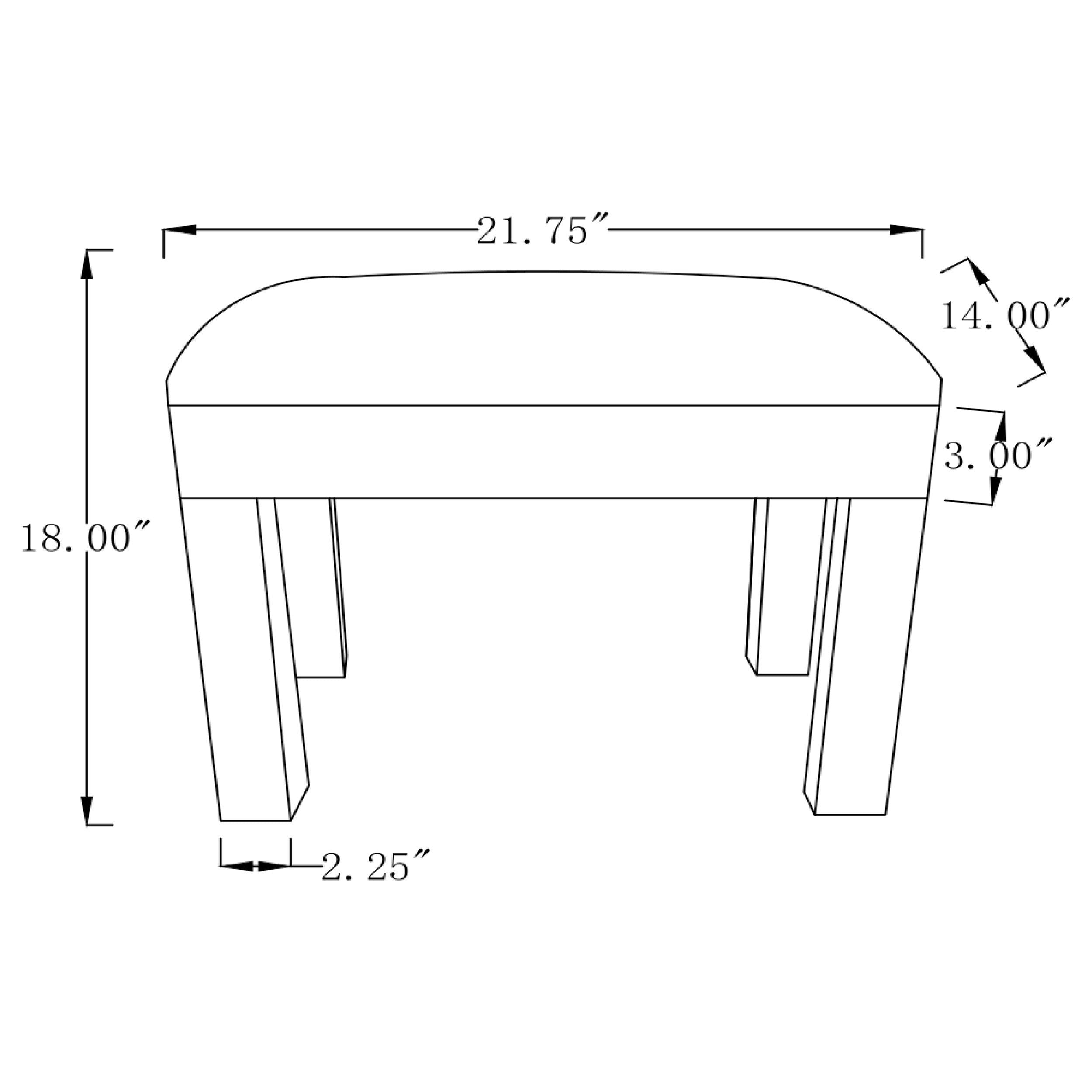 Roxie Rectangular Upholstered Vanity Stool White and Mirror