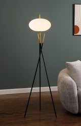 Lámpara de pie trípode Layton White Orb Shade negra
