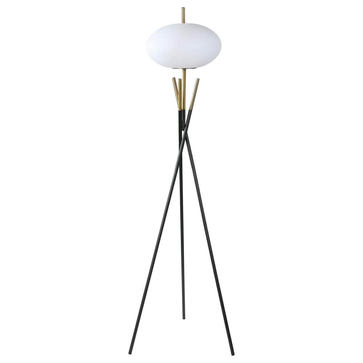 Lámpara de pie trípode Layton White Orb Shade negra