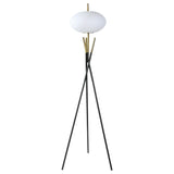 Lámpara de pie trípode Layton White Orb Shade negra