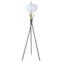 Lámpara de pie trípode Layton White Orb Shade negra