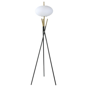 Lámpara de pie trípode Layton White Orb Shade negra