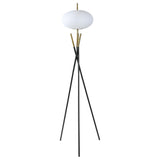 Lámpara de pie trípode Layton White Orb Shade negra