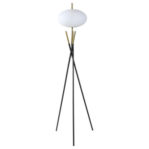 Lámpara de pie trípode Layton White Orb Shade negra