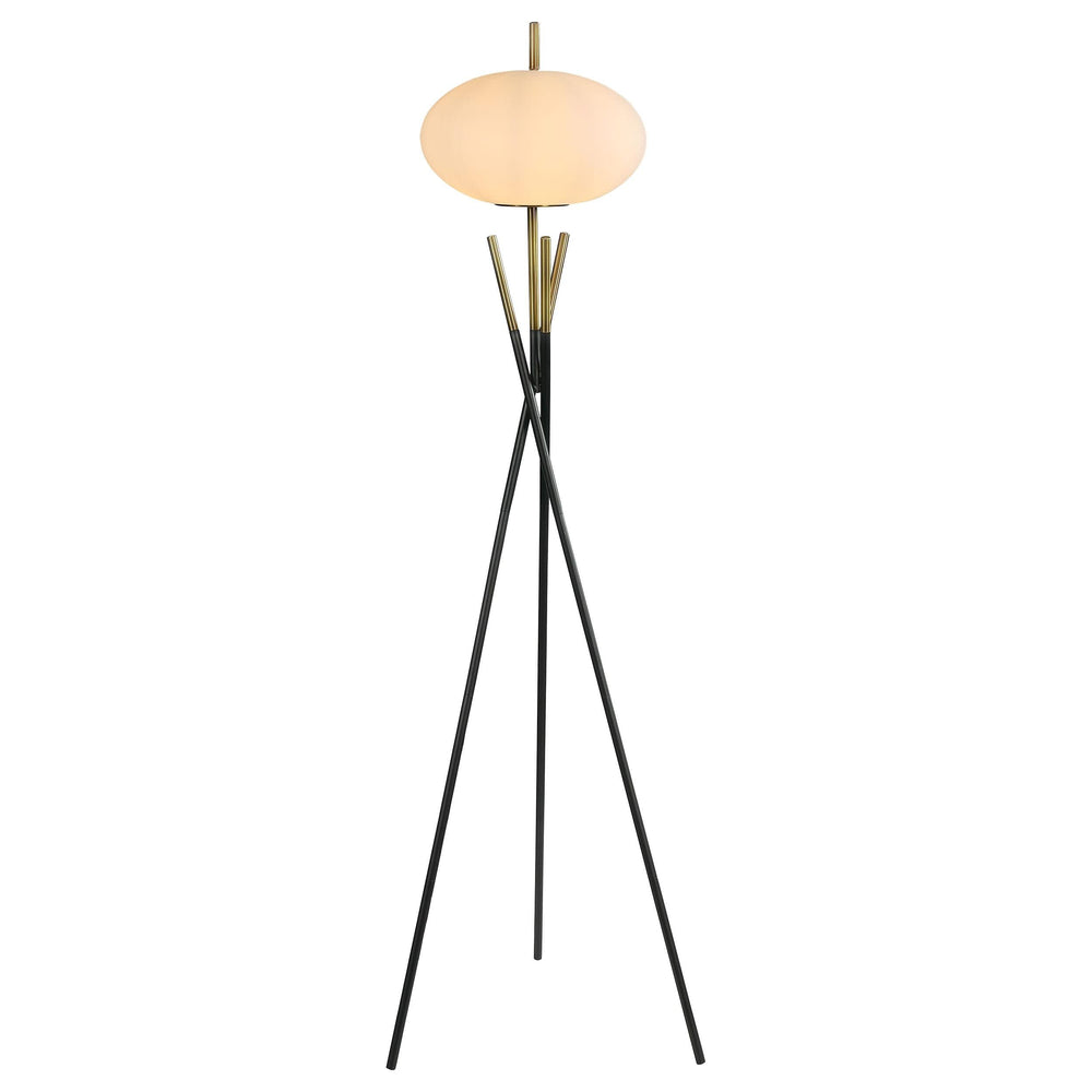 Lámpara de pie trípode Layton White Orb Shade negra