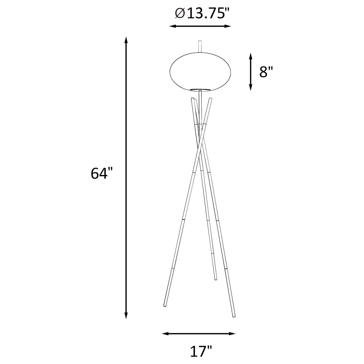 Lámpara de pie trípode Layton White Orb Shade negra