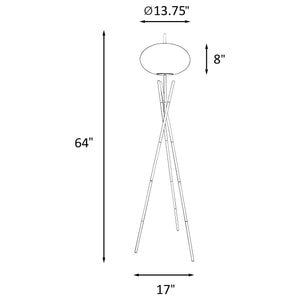 Lámpara de pie trípode Layton White Orb Shade negra