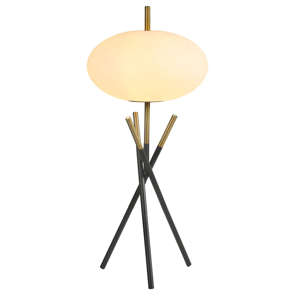 Layton White Orb Shade Tripod Table Lamp Black