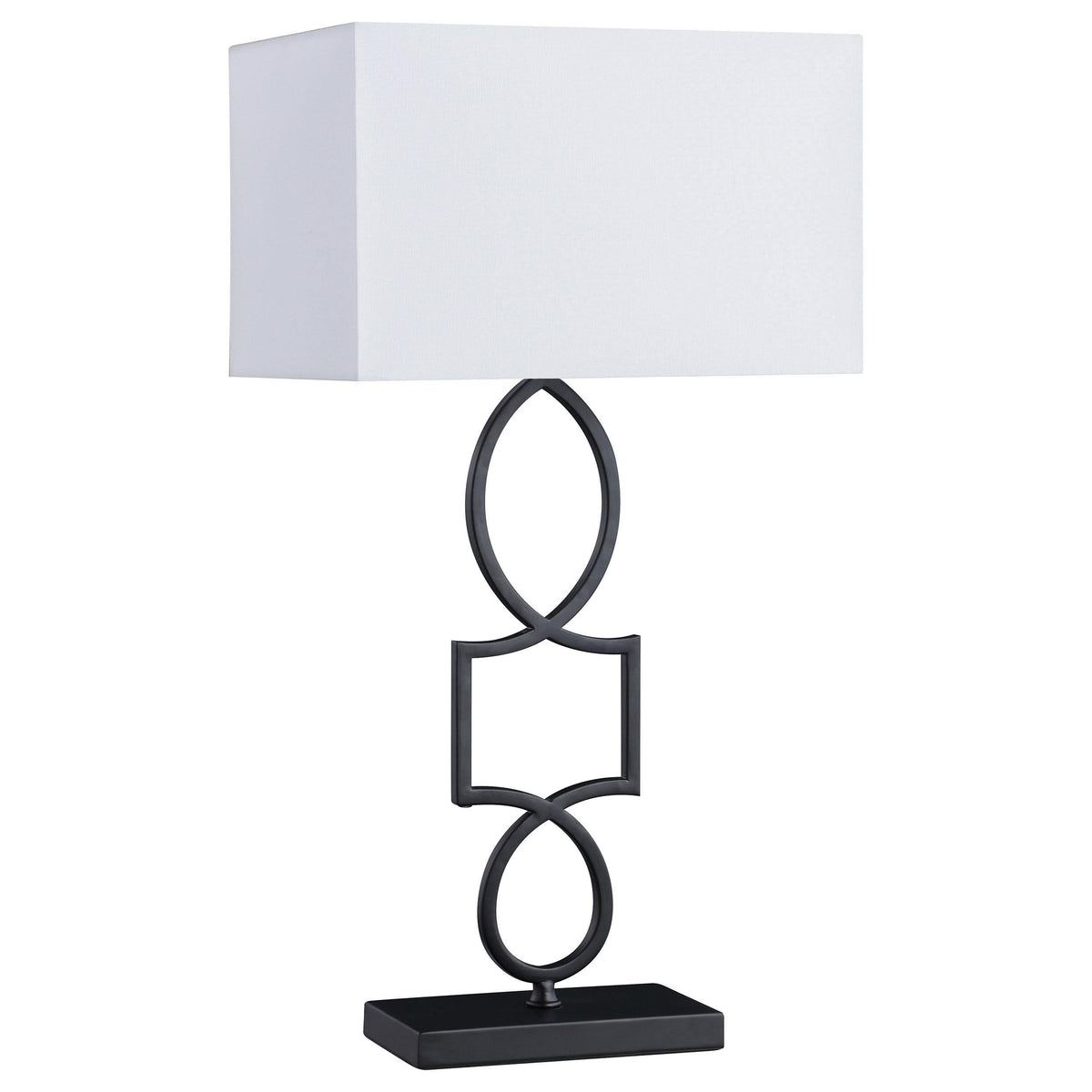 Lámpara de mesa Leorio de metal con pantalla rectangular de 29 pulgadas, color negro