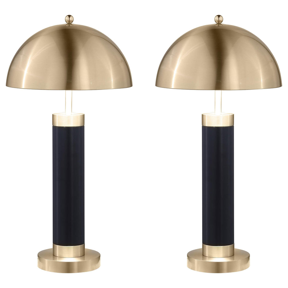 Lámpara de mesa de pilar Conroe con pantalla de cúpula de 28 pulgadas, color negro (juego de 2)