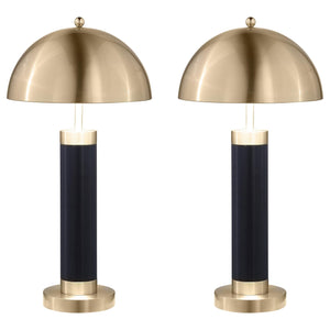 Lámpara de mesa de pilar Conroe con pantalla de cúpula de 28 pulgadas, color negro (juego de 2)