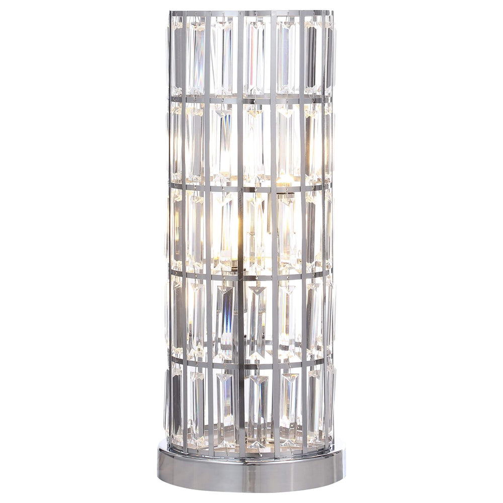 Lámpara de mesita de noche Wanda de 20 pulgadas con pantalla de cristal plateada