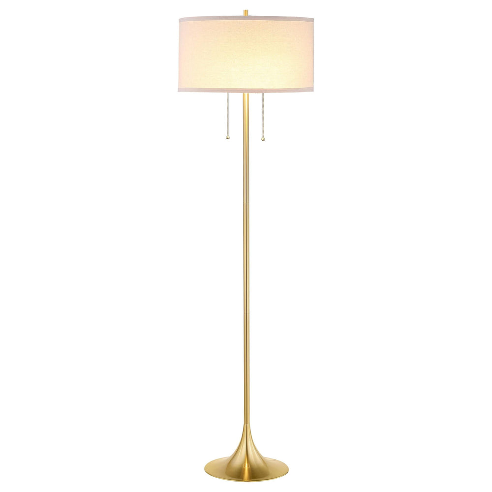 Lámpara de pie Elmira de metal con pantalla de tambor de 65 pulgadas, color dorado