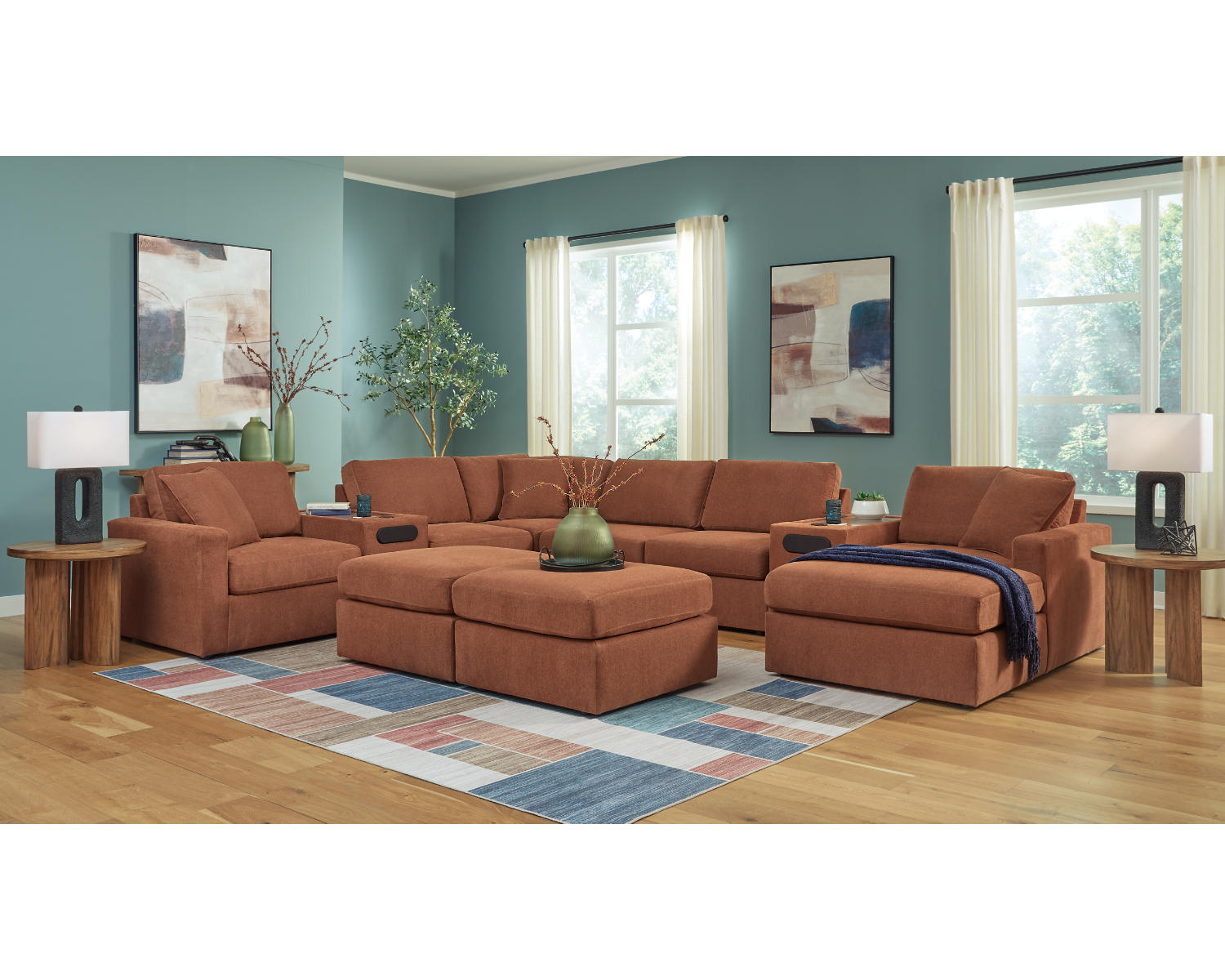 Modmax 6-Piece Sectional and 2 Ottomans