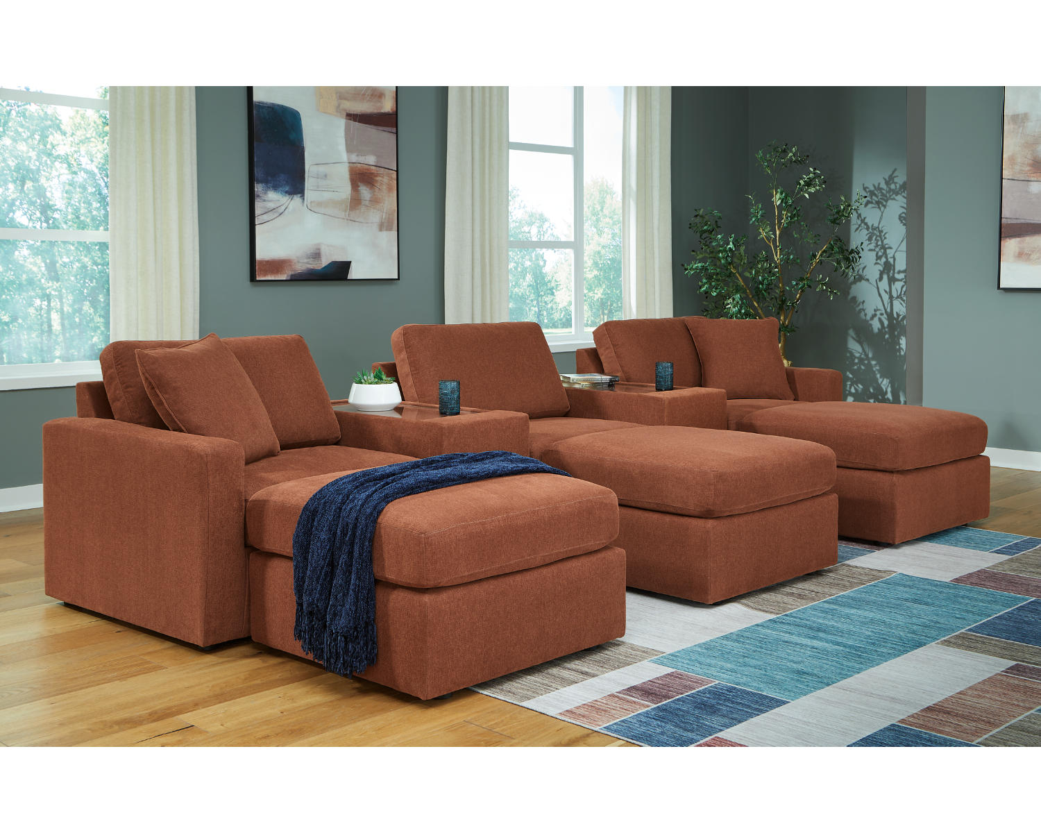 Modmax 5-Piece Sectional and 3 Ottomans