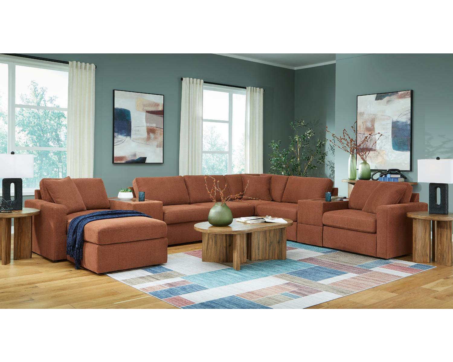 Modmax 6-Piece Sectional and 2 Ottomans