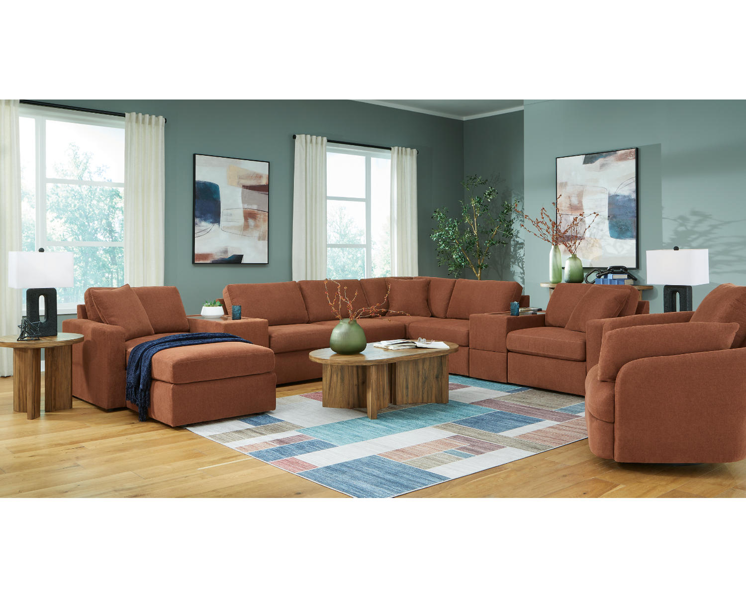 Modmax 6-Piece Sectional and Swivel Glider Recliner