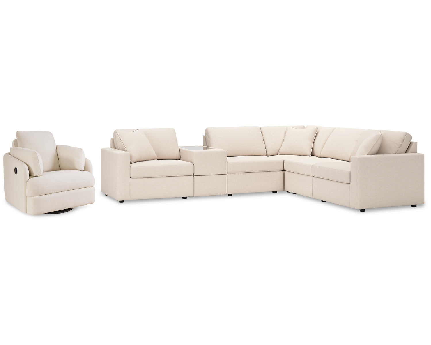 Modmax 6-Piece Sectional and Swivel Glider Recliner