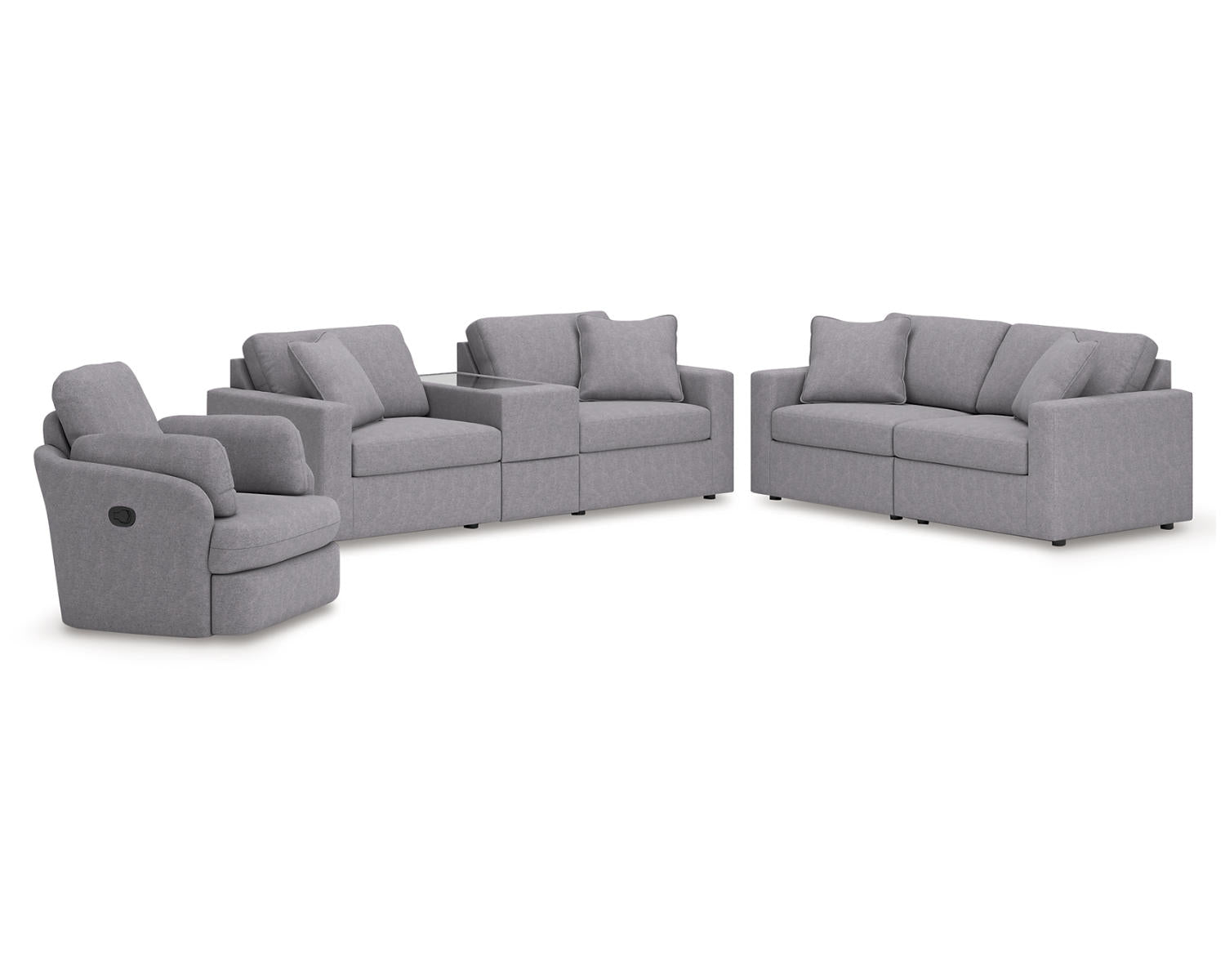 Modmax 3-Piece Sectional Sofa, 2-Piece Sectional Loveseat and Swivel Glider Recliner