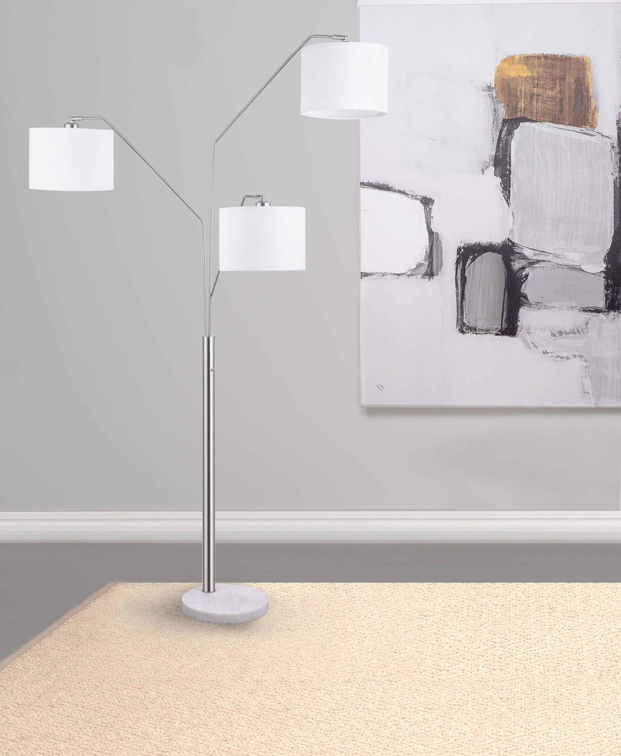 Lámpara de pie Jirou de 84 pulgadas con forma de tambor y forma de árbol en níquel satinado