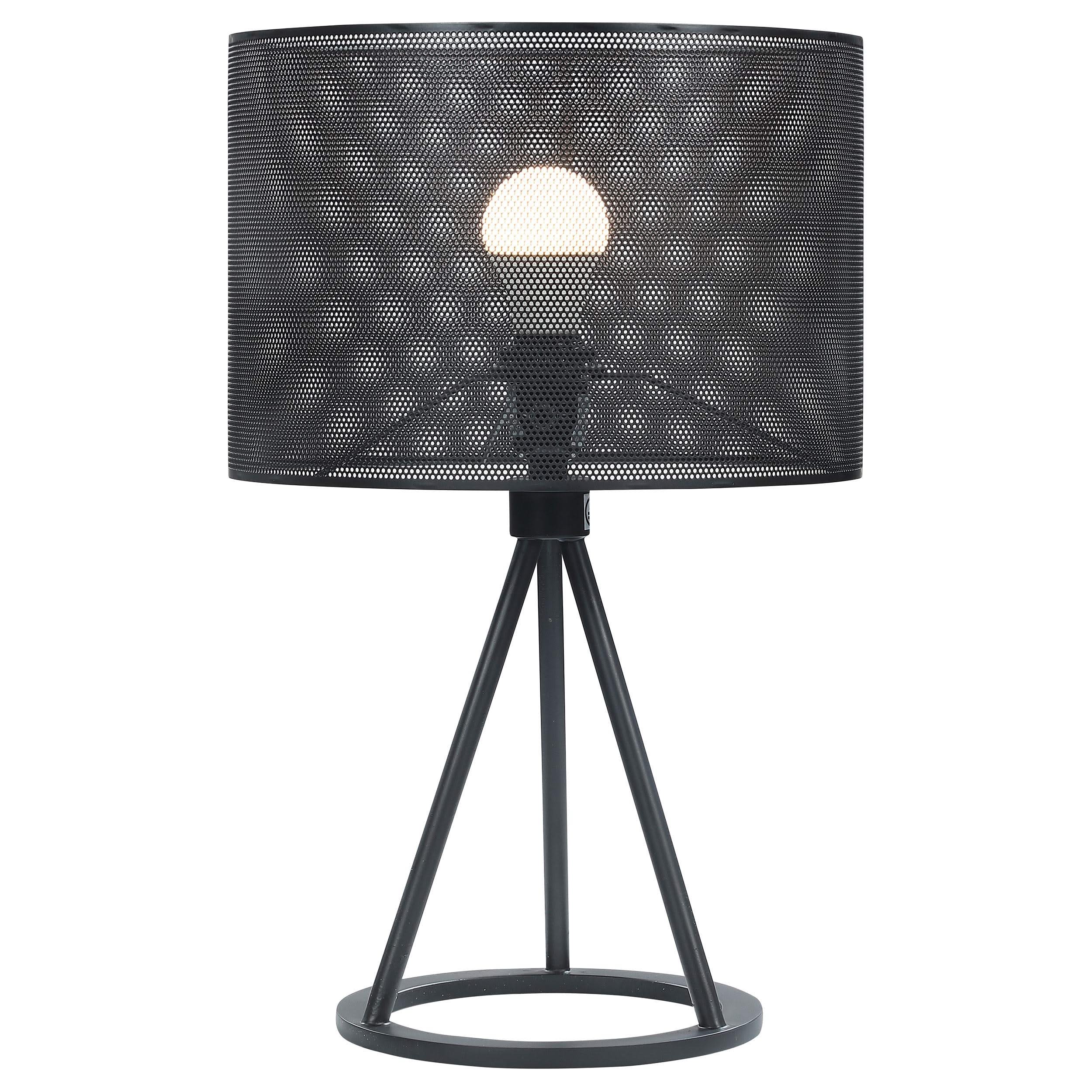 Chapin 19-inch Metal Mesh Drum Shade Table Lamp Black