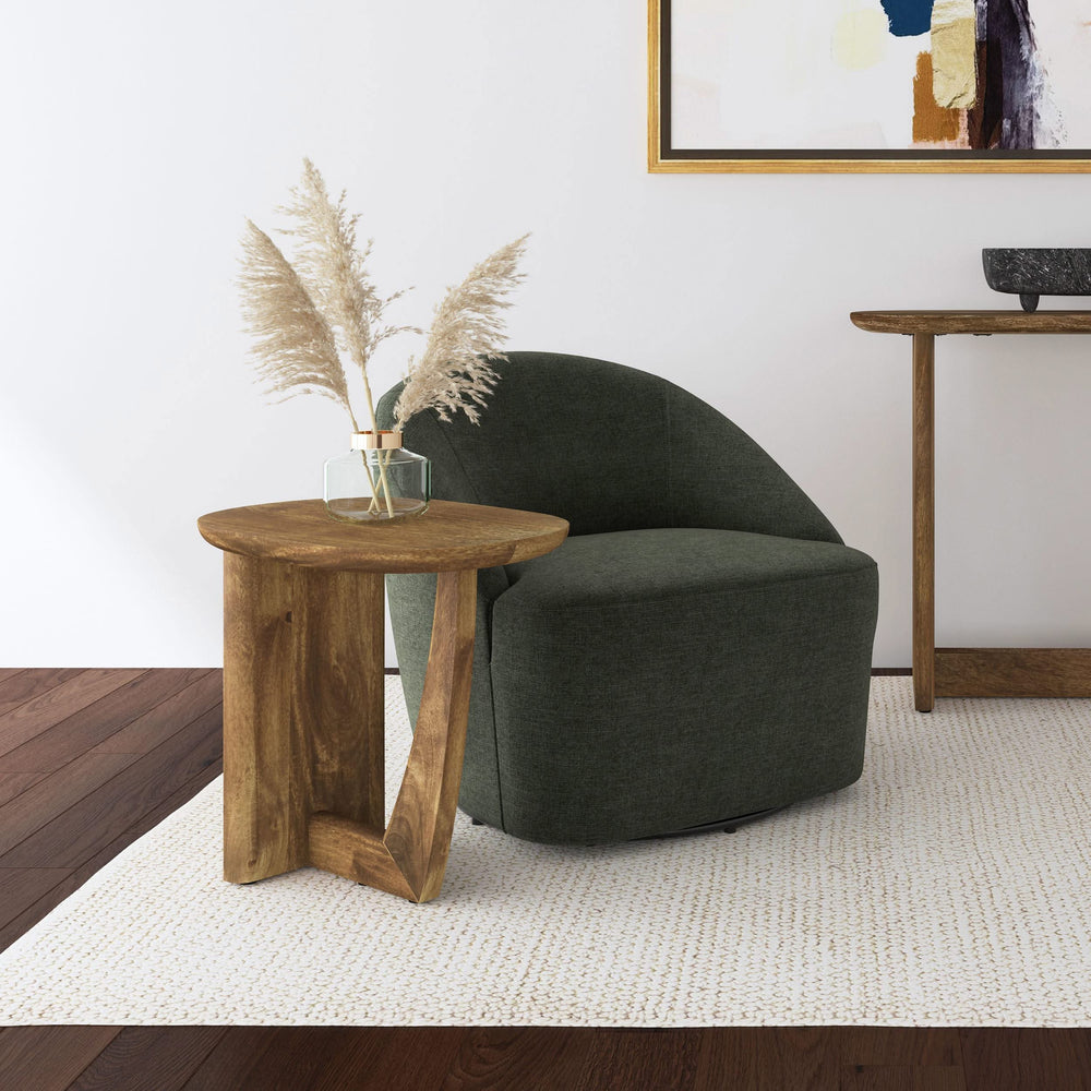 Mesa auxiliar ovalada Fletcher de madera maciza de mango marrón