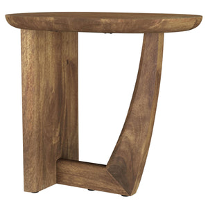 Mesa auxiliar ovalada Fletcher de madera maciza de mango marrón