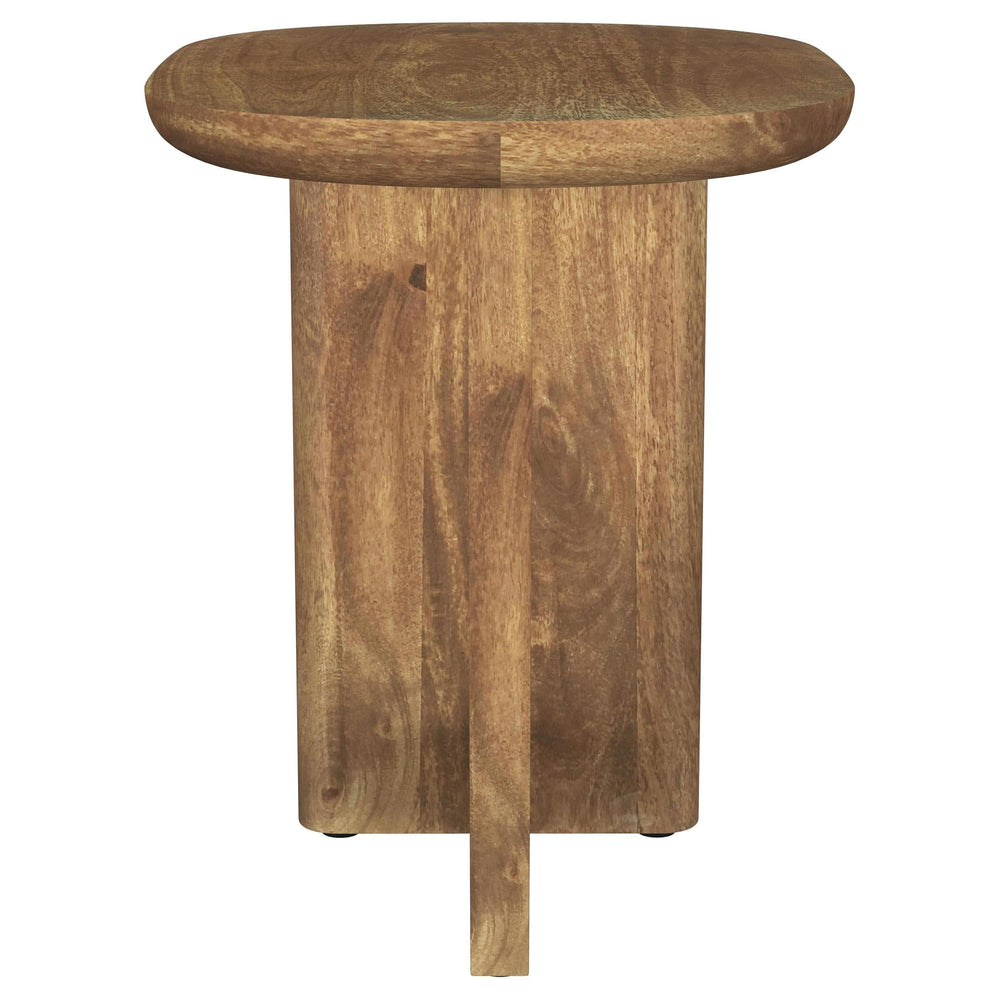 Mesa auxiliar ovalada Fletcher de madera maciza de mango marrón