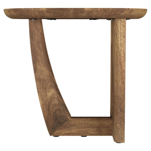 Mesa auxiliar ovalada Fletcher de madera maciza de mango marrón