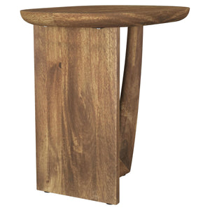 Mesa auxiliar ovalada Fletcher de madera maciza de mango marrón