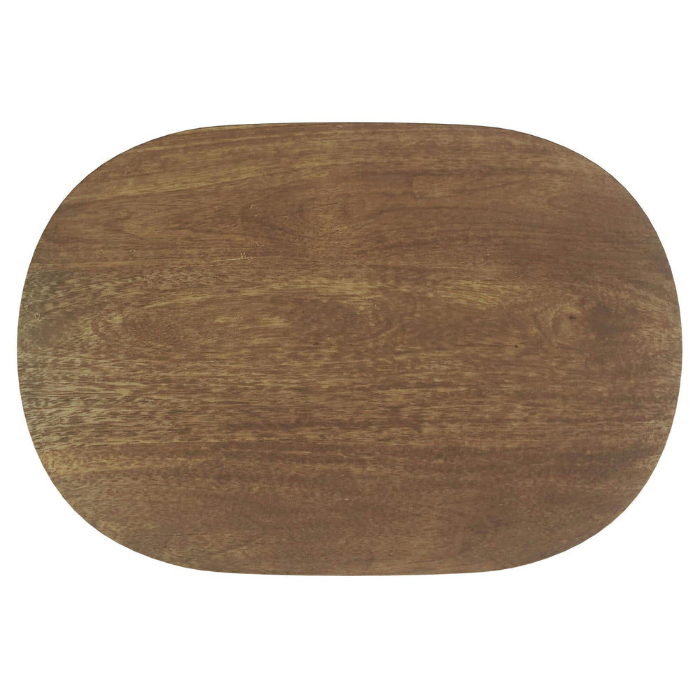 Mesa auxiliar ovalada Fletcher de madera maciza de mango marrón