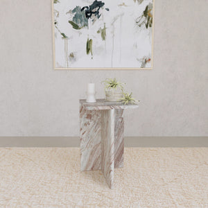 Mesa auxiliar decorativa Bowdoin de mármol auténtico gris