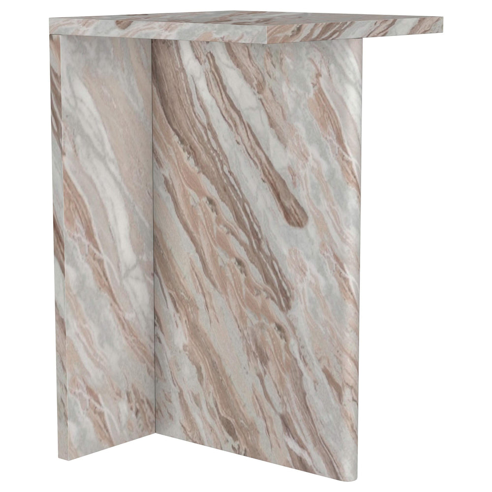 Mesa auxiliar decorativa Bowdoin de mármol auténtico gris