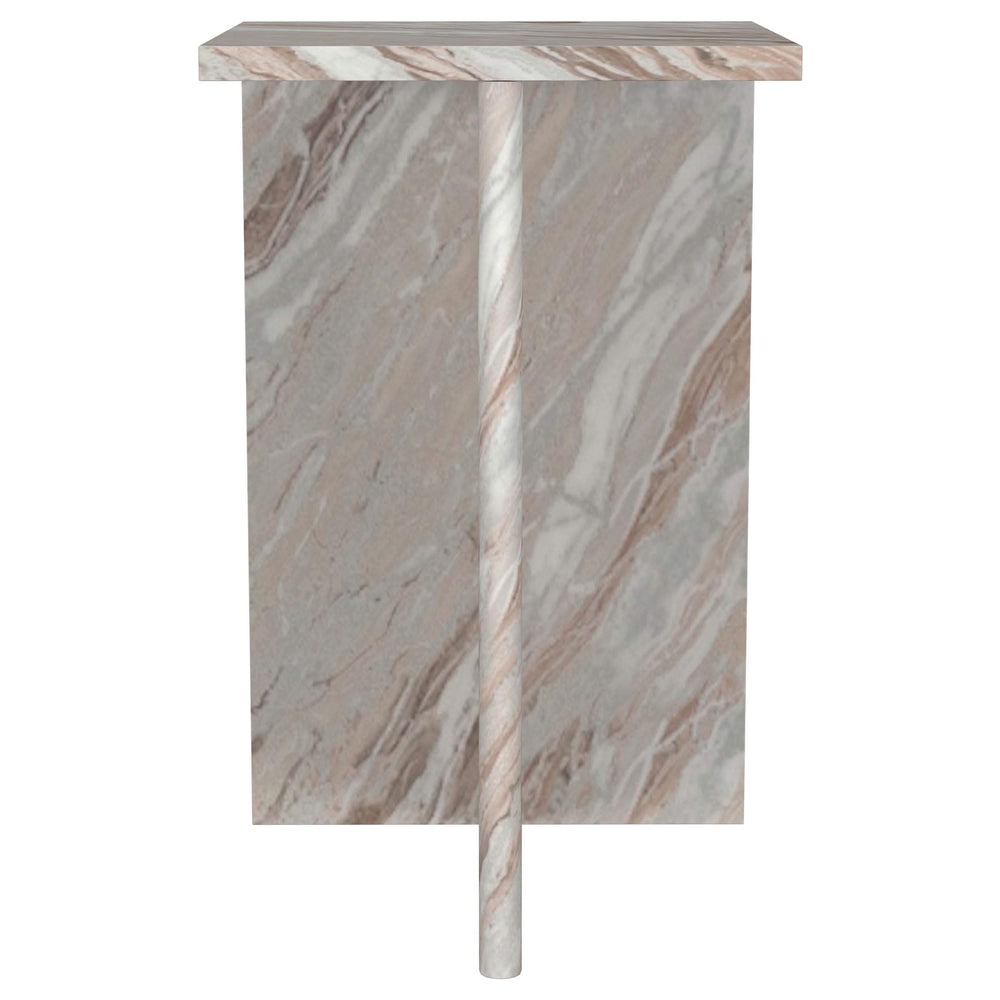 Mesa auxiliar decorativa Bowdoin de mármol auténtico gris