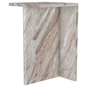 Mesa auxiliar decorativa Bowdoin de mármol auténtico gris