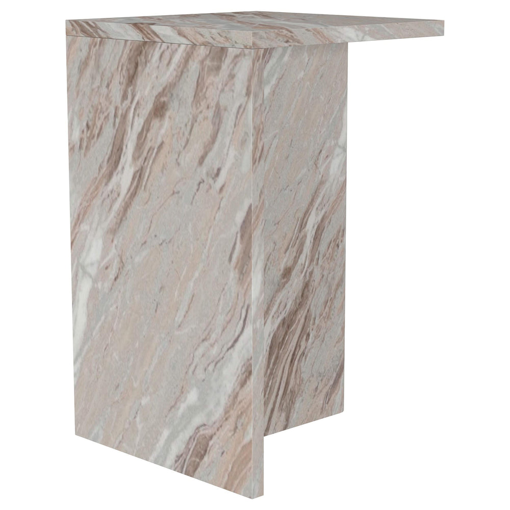 Mesa auxiliar decorativa Bowdoin de mármol auténtico gris