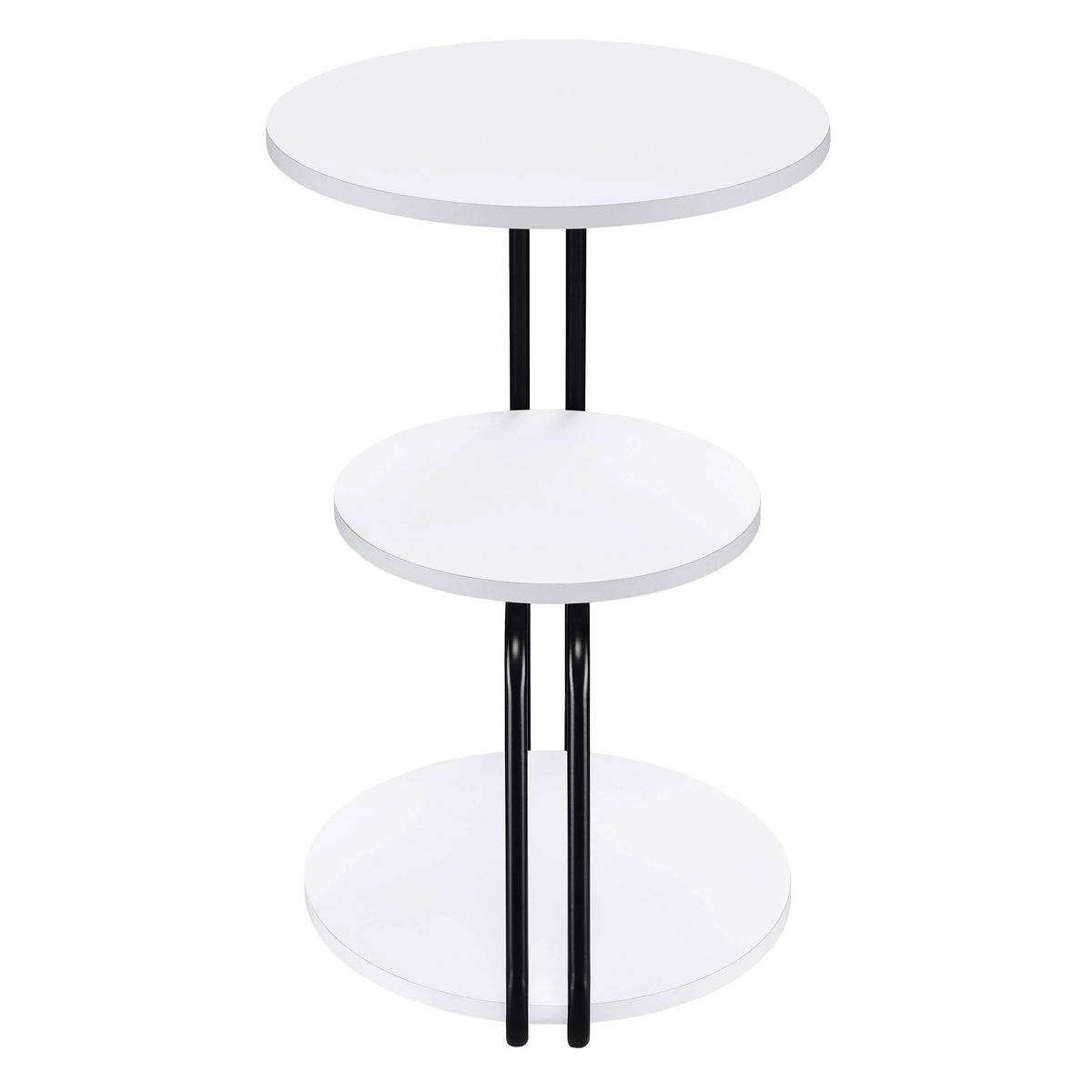 Hilly 3-tier Round Accent Side Table White and Black