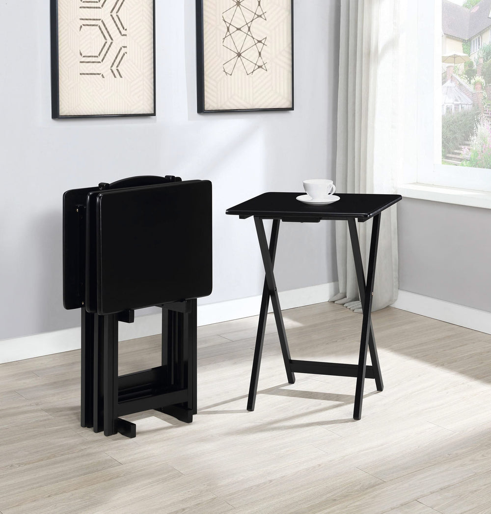 Juego de mesa y bandeja para TV Donna de 4 piezas, color negro